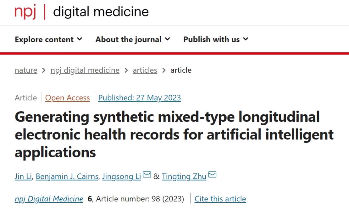 Teachers from the Smart Medical Research Institute published papers in the Nature cooperation series of journals